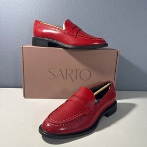Sarto by Franco Sarto A-Eden Studs Red Penny Loafers J0852S1600 Womens 7M NEW